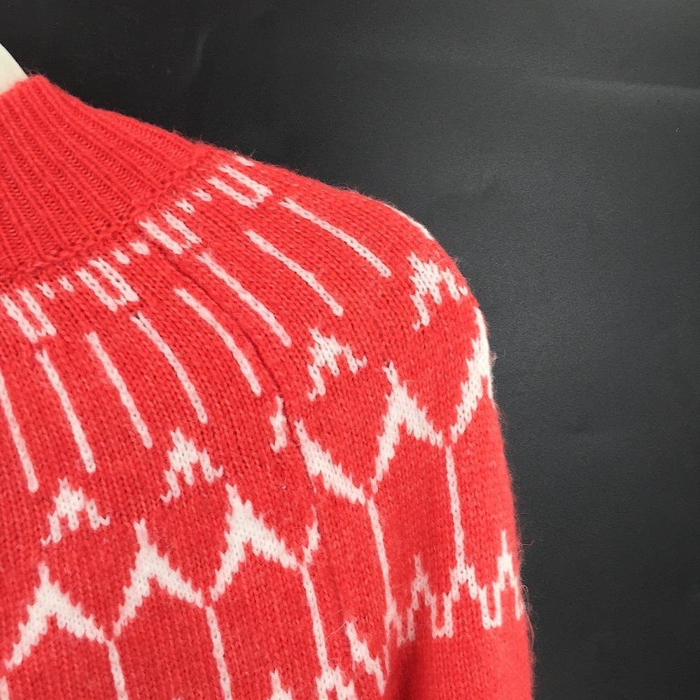 Talbots coral Mock Neck fair isle Pattered Wool blend cozy knit comfy Sweater M - Picture 8 of 11